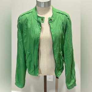 Women’s Tulle Anthropology Green Bomber Jacket size medium